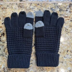 AllSaints Black/Gray Knit Gloves Unisex‎ Youth 7-10Y Winter Snow Ski Outerwear